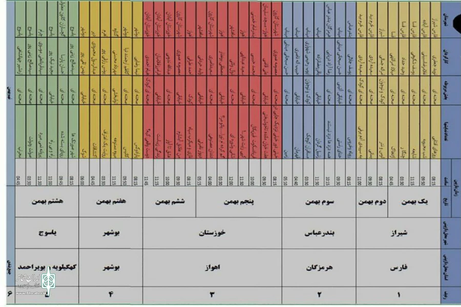 اصلاحیه جدول زمان بندی بازبینی جشنواره معلولین خلیج فارس 2