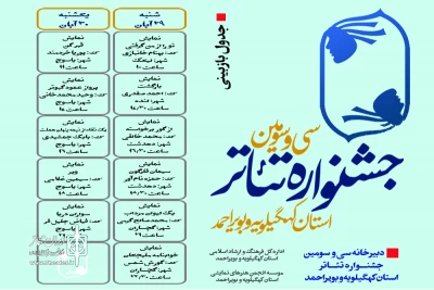 دبیر سی و سومین دوره خبر داد:

انتشار جدول بازبینی آثار متقاضی شرکت در جشنواره تئاتر استان کهگیلویه و بویراحمد